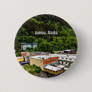 Chapa Redonda De 5 Cm Juneau, Alaska, fotografía de la ciudad