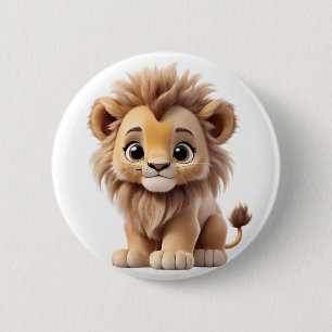 Chapa Redonda De 5 Cm Jungle Adorable Lion Cub Sitting Portrait 