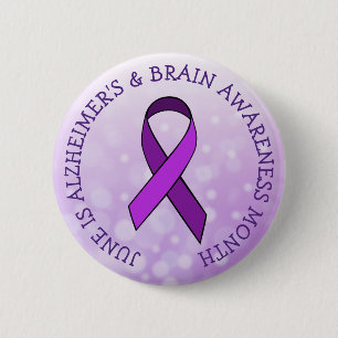 Chapa Redonda De 5 Cm Junio es el mes de Alzheimer y Conciencia Cerebral