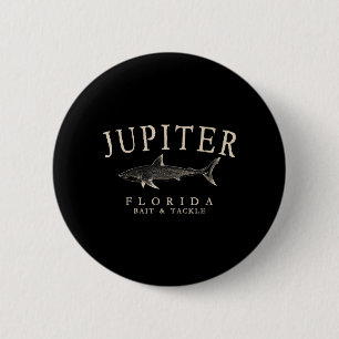 Chapa Redonda De 5 Cm Júpiter Florida Tiburón Vintage Pesca Marfil