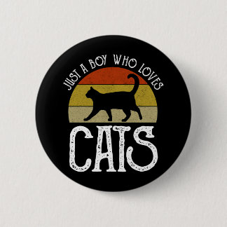Chapa Redonda De 5 Cm Just A Boy Who Loves Cats