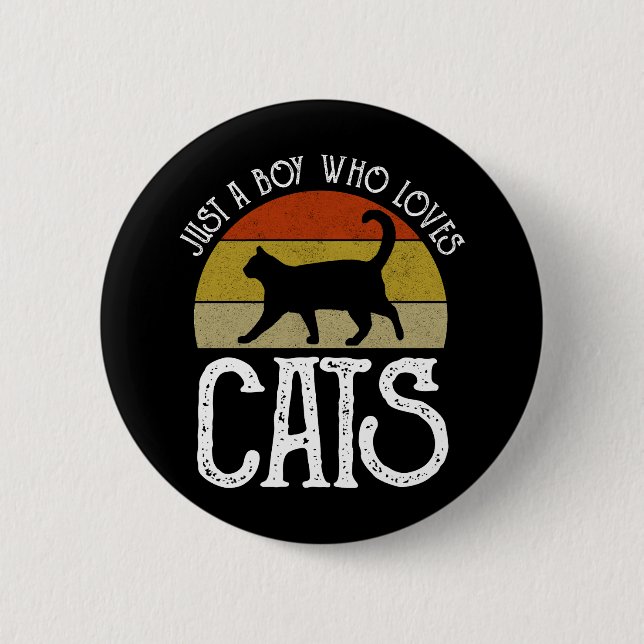 Chapa Redonda De 5 Cm Just A Boy Who Loves Cats (Anverso)