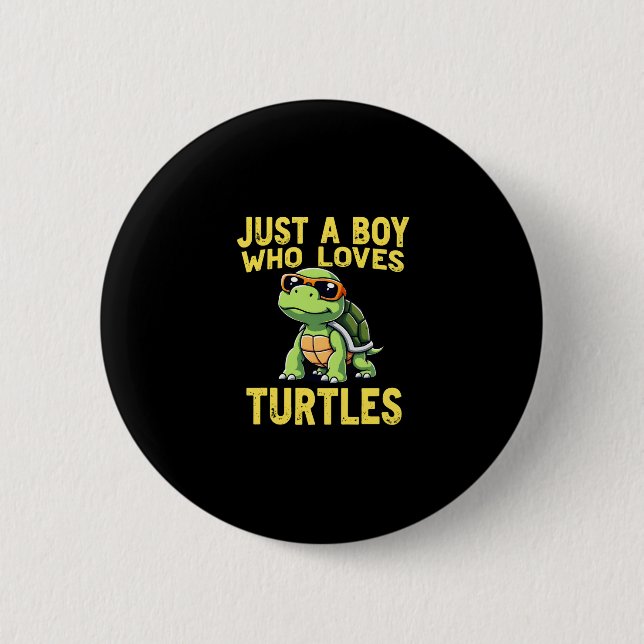 Chapa Redonda De 5 Cm Just a boy who loves turtles Children boy (3) (Anverso)