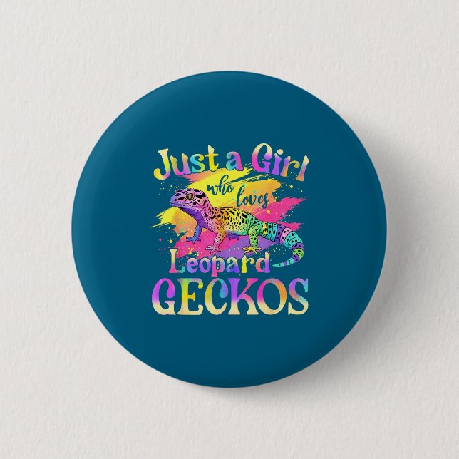 Chapa Redonda De 5 Cm Just A Girl Who Loves Leopard Geckos  (Anverso)