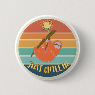 Chapa Redonda De 5 Cm Just Chillin Sloth