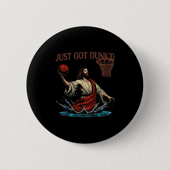 Chapa Redonda De 5 Cm Just Got Dunked Funny Baptism Jesus Christian Bask (Anverso)