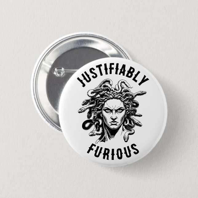Chapa Redonda De 5 Cm Justifiably Furious feat. Medusa (Anverso y reverso)