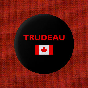 Chapa Redonda De 5 Cm Justin Trudeau Canadá Bandera canadiense oscura