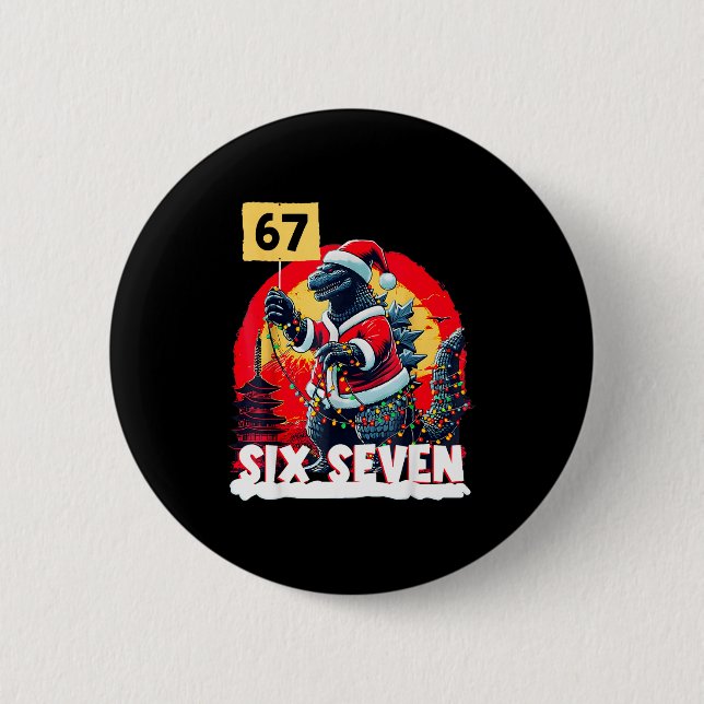 Chapa Redonda De 5 Cm Kaiju Christmas 67 Santazilla Japanese Monster Din (Anverso)