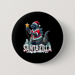 Chapa Redonda De 5 Cm Kaiju Navidad Santazilla Monstruo Japonés Dinosa