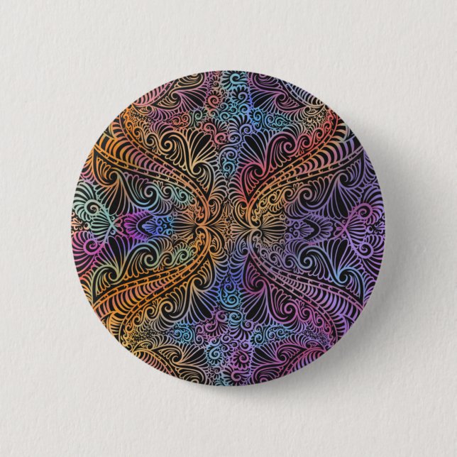 Chapa Redonda De 5 Cm Kaleidoscope arcoiris Mandala (Anverso)