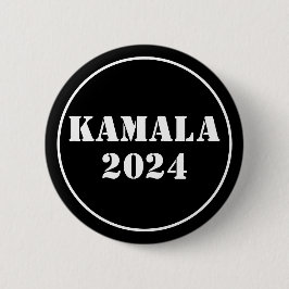 Chapa Redonda De 5 Cm Kamala 2024 Azul Brillante y Blanco