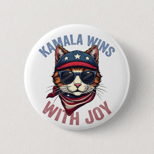 Chapa Redonda De 5 Cm Kamala gana con las elecciones de la dama de gato 