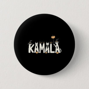 Chapa Redonda De 5 Cm Kamala Halloween Cat Lover Witch Name Design