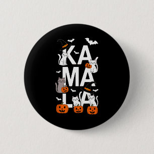Chapa Redonda De 5 Cm Kamala Halloween Cat Pumpkin Gorra de brujas Lover