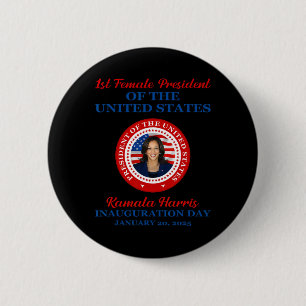 Chapa Redonda De 5 Cm Kamala Harris 1ra inauguración de la primera presi