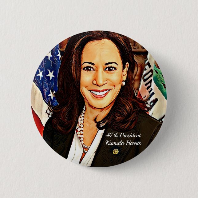 Chapa Redonda De 5 Cm Kamala-Harris-47th-President-USA_ (Anverso)