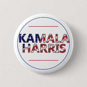 Chapa Redonda De 5 Cm Kamala Harris En Colores De Bandera