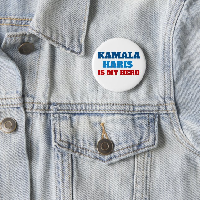 Chapa Redonda De 5 Cm Kamala Harris es mi Fiesta político héroe (In situ)
