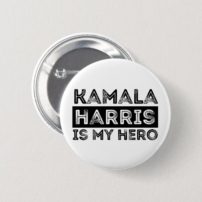 Chapa Redonda De 5 Cm Kamala Harris es mi héroe - Presidente 2024 (Anverso y reverso)