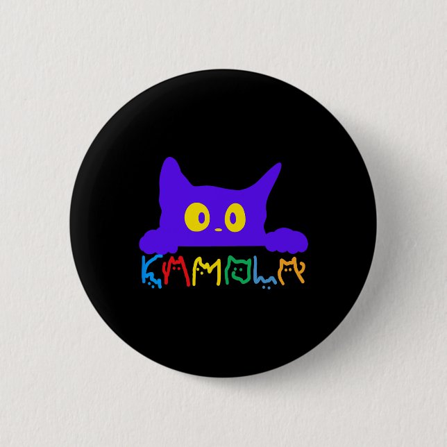 Chapa Redonda De 5 Cm Kamala Harris Funny Cat Lettering Typography (Anverso)