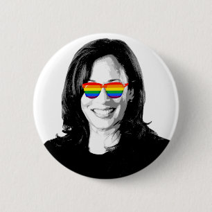 Chapa Redonda De 5 Cm Kamala Harris Gafas de sol arcoiris Café Mug