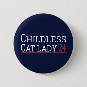 Chapa Redonda De 5 Cm Kamala Harris - Gato sin hijos Lady 2024 I