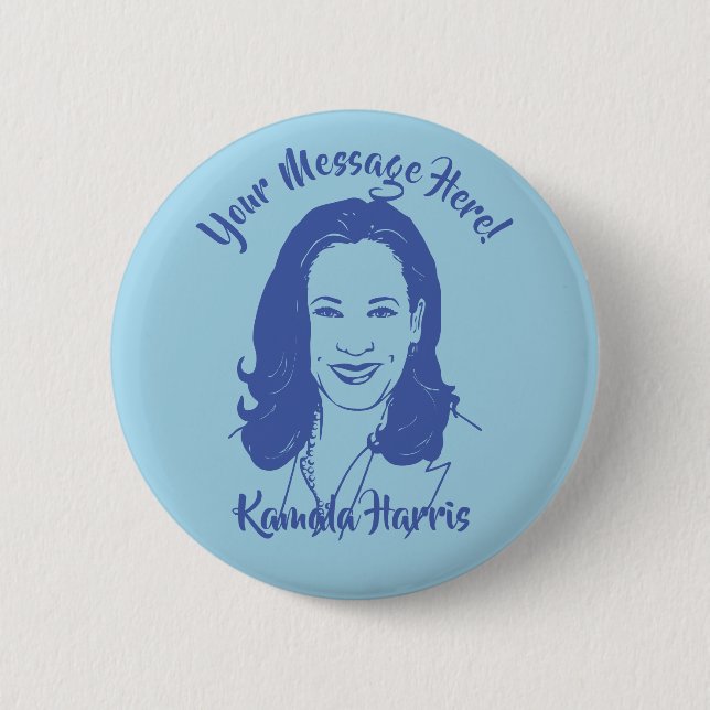 Chapa Redonda De 5 Cm Kamala Harris Line Art Personalizado Textos (Anverso)