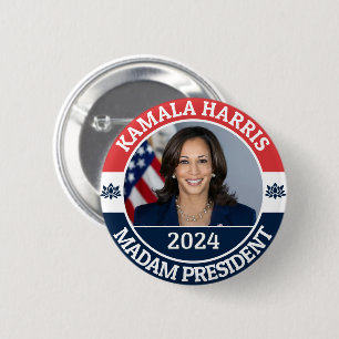 CHAPA REDONDA DE 5 CM KAMALA HARRIS MADAM PRESIDENTE