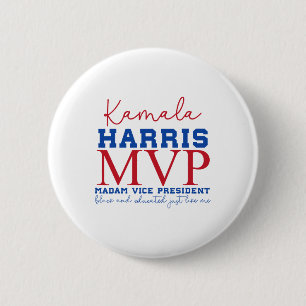 Chapa Redonda De 5 Cm Kamala Harris Mvp Señora Vicepresidenta Black Y E