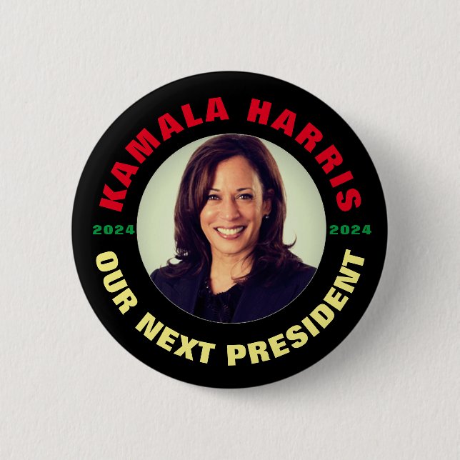 Chapa Redonda De 5 Cm Kamala Harris Nuestro Próximo Presidente (Anverso)