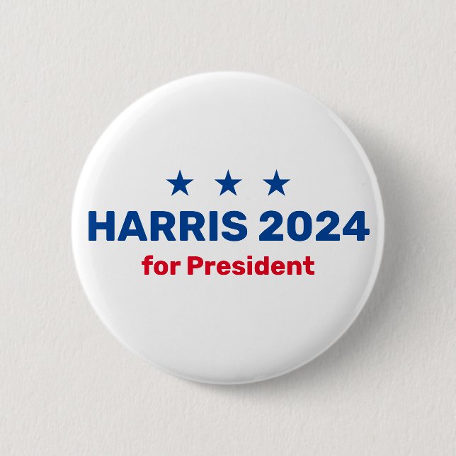 Chapa Redonda De 5 Cm Kamala Harris Por El Presidente 2024 (Anverso)