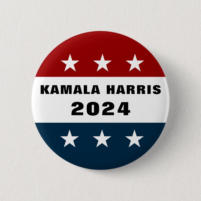 Chapa Redonda De 5 Cm Kamala Harris Por El Presidente 2024 Pinback (Anverso)