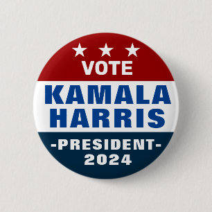 Chapa Redonda De 5 Cm Kamala Harris Por El Presidente 2024 Pinback