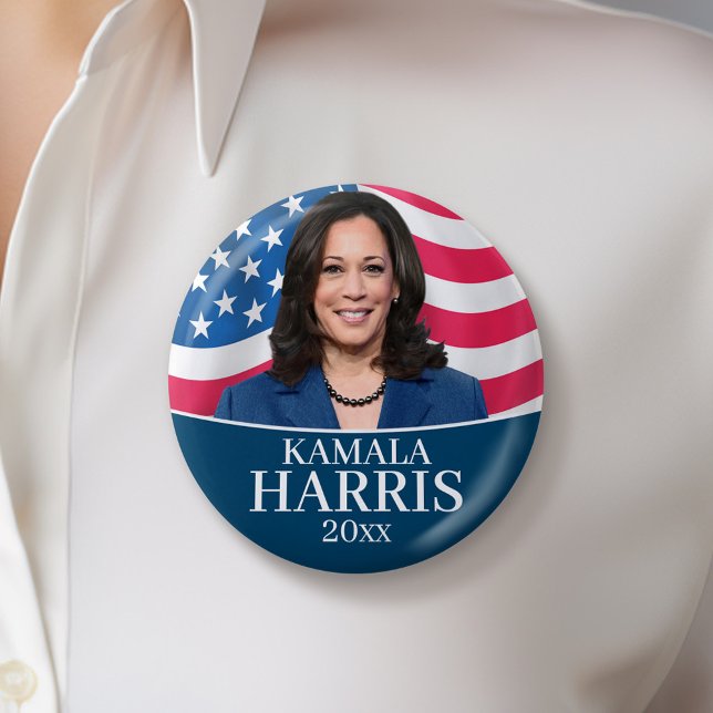 Chapa Redonda De 5 Cm Kamala Harris por el presidente - Bandera (Kamala Harris Campaign Button - Great Rally button for the Next Election)