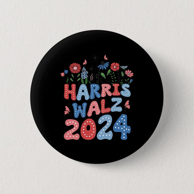 Chapa Redonda De 5 Cm Kamala Harris Tim Waltz (Anverso)