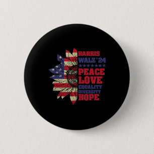 Chapa Redonda De 5 Cm Kamala Harris Tim Walz 2024 Peace Lgbt Harris Walz