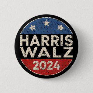 Chapa Redonda De 5 Cm Kamala Harris Tim Walz Vals 2024 Ropa retro hombre