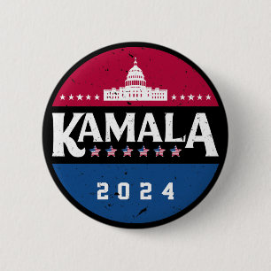 Chapa Redonda De 5 Cm Kamala Harris Vintage 2024 Para Presidente Elecció