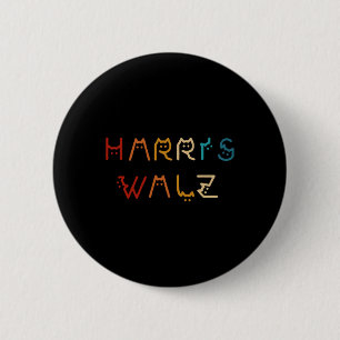 Chapa Redonda De 5 Cm Kamala Harris Walz Waltz 2024 Cat Lettering PoĂ