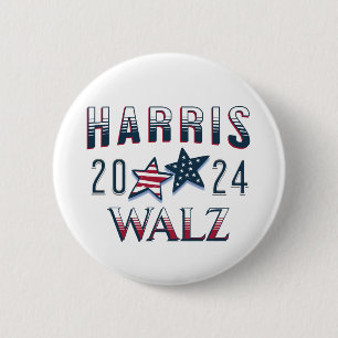 Chapa Redonda De 5 Cm Kamala Harris y Tim Walz 2024