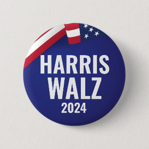 Chapa Redonda De 5 Cm Kamala Harris Y Tim Walz 2024