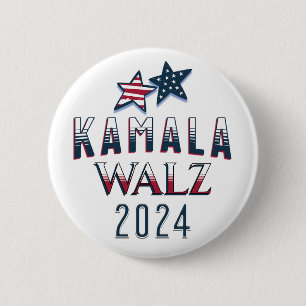 Chapa Redonda De 5 Cm Kamala Harris y Tim Walz 2024