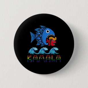 Chapa Redonda De 5 Cm Kamala por Trump Ola Azul Gran Pescado Coma Pequeñ