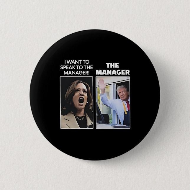 Chapa Redonda De 5 Cm Kamala Quiero Hablar Con El Director Trump Mcdona (Anverso)