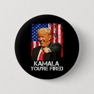 Chapa Redonda De 5 Cm Kamala te despiden presidente gracioso, Trump se r