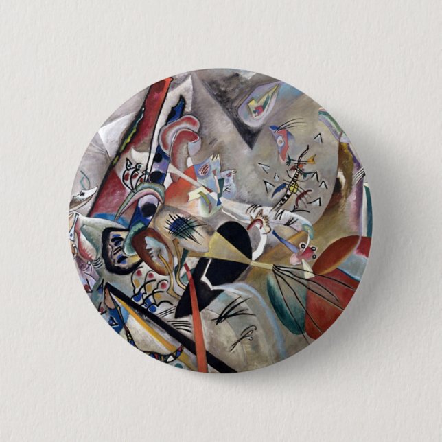 Chapa Redonda De 5 Cm Kandinsky En Arte Resumen Gris (Anverso)