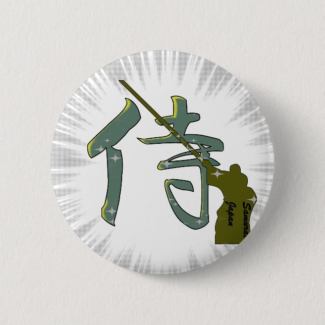 Chapa Redonda De 5 Cm Kanji del samurai (Anverso)