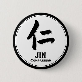 Chapa Redonda De 5 Cm Kanji del samurai de la virtud del bushido de la