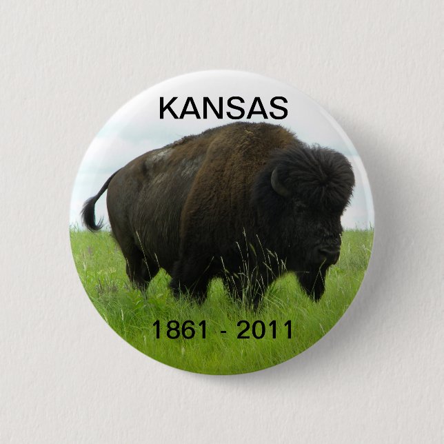 Chapa Redonda De 5 Cm Kansas 1861 - 2011 (Anverso)